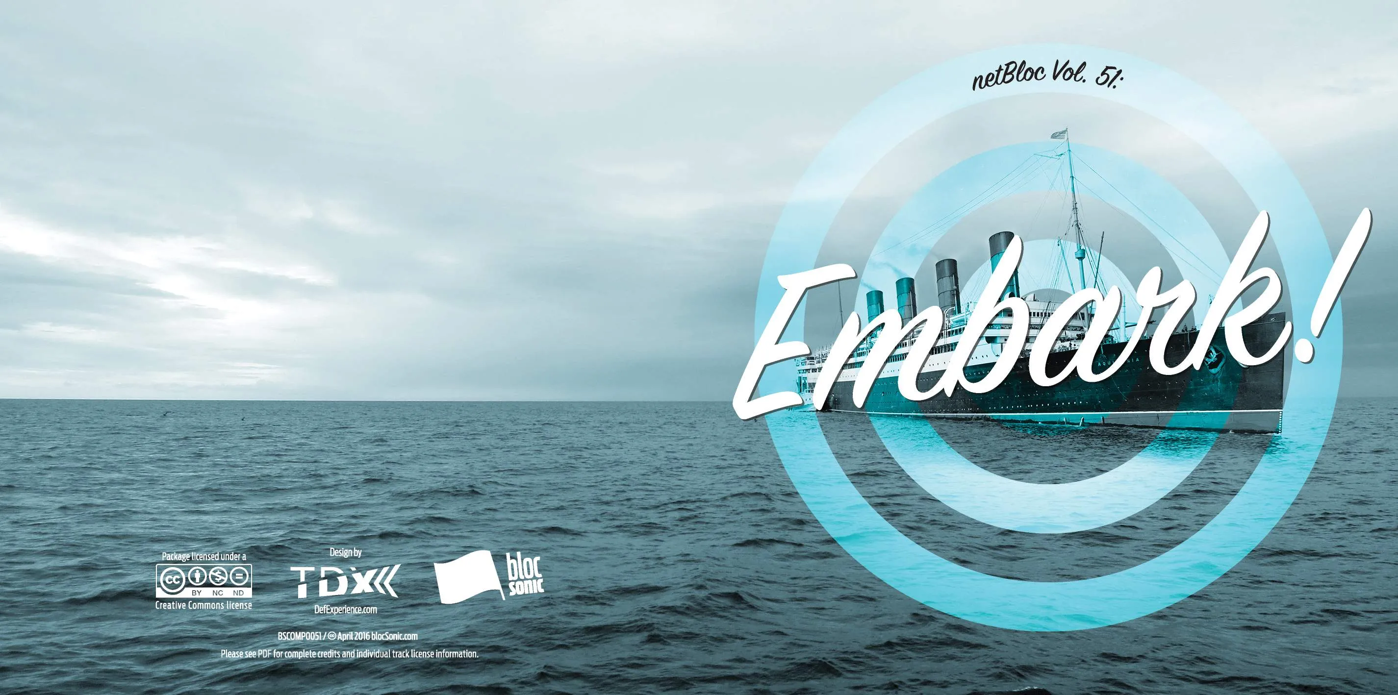 Album insert for “netBloc Vol. 51: Embark!” by Various Artists